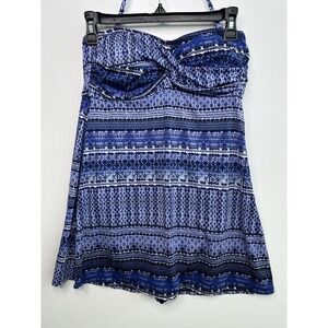 Garnet Hill halter convertible strapless bandeau one piece swimsuit dress sz‎ 8